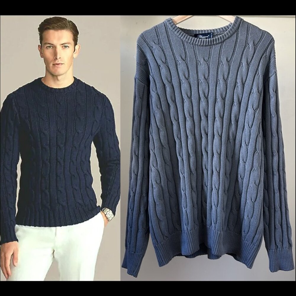 New vintage Blumarine cable knit chunky crew neck 100% cotton grandpa sweater